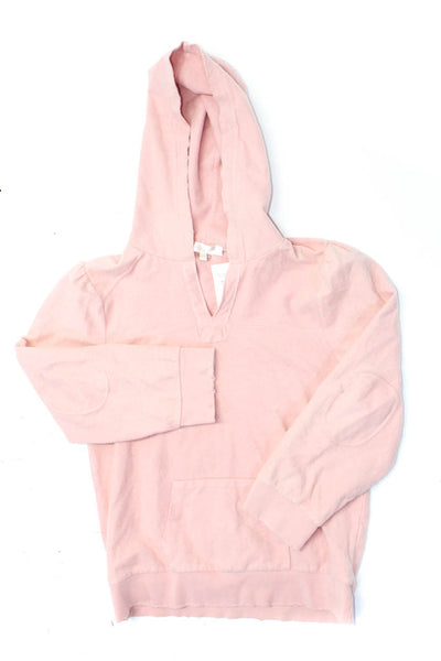 Love Shack Fancy Childrens Girls Distressed Fleece Hoodie Pullover Pink Size 12