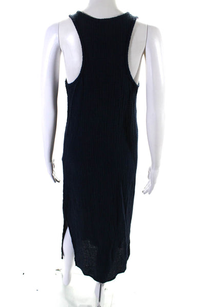 Felicite Womens Cotton Textured Side Slit Sleeveless Tank Dress Blue Size S