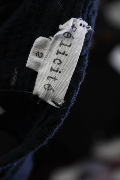 Felicite Womens Cotton Textured Side Slit Sleeveless Tank Dress Blue Size S
