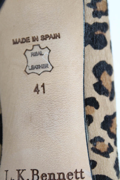 L.K. Bennett Womens Leopard Print Pony Hair Slip On Pumps Brown Size 41 11