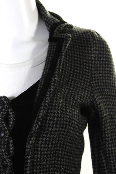 Sparrow Anthropologie Womens Knit Houndstooth Button Up Jacket Black Gray Medium