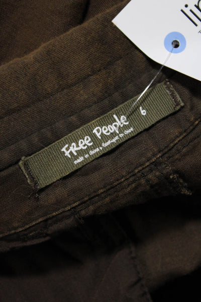 We The Free Womens Mid Rise Straight Leg Cargo Pants Dark Brown Size 6