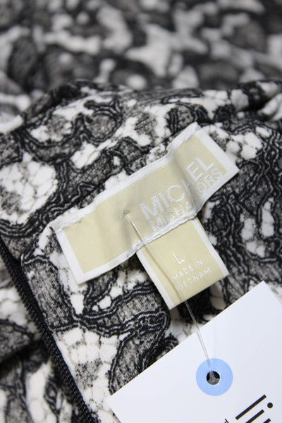 Michael Michael Kors Women Floral Lace Print Wide Leg Jumpsuit White Black Large