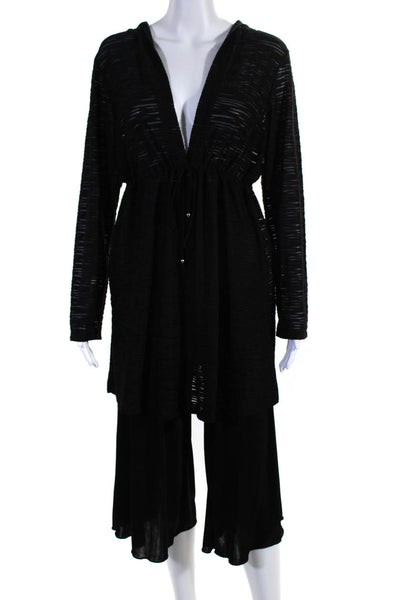 J Valdi Womens Stretch Knit Hooded Cover Up Dress Pants Black Size Large Lot 2