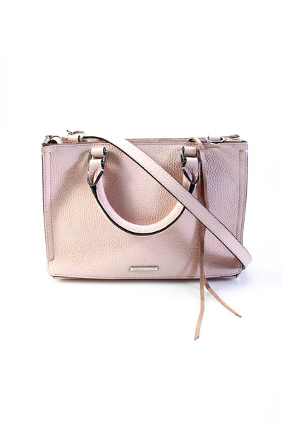 Rebecca Minkoff Womens Leather Silver Tone Crossbody Shoulder Handbag Pink