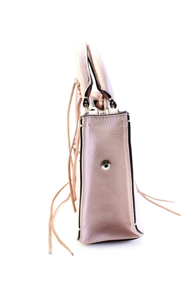 Rebecca Minkoff Womens Leather Silver Tone Crossbody Shoulder Handbag Pink