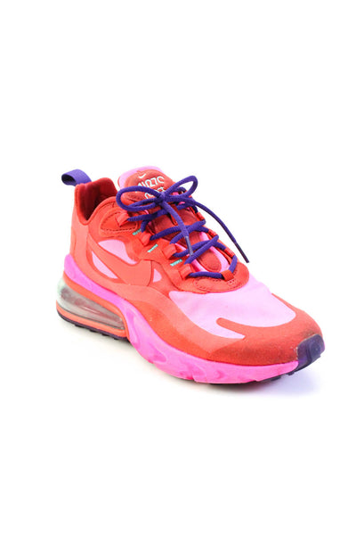 Nike Womens Lace Up Low Top Air 7C React Running Sneakers Pink Red Size 7