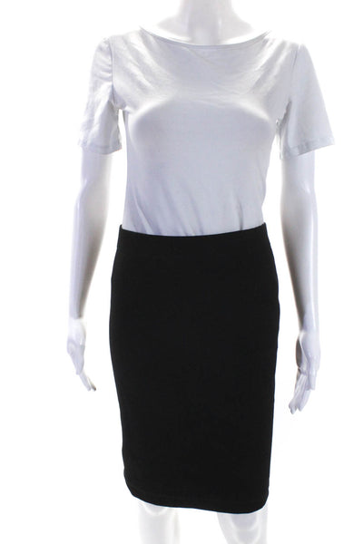 Vince Womens Knit Elastic Waist Knee Length Pull On Pencil Skirt Black Size XS