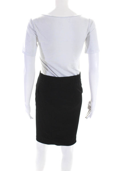 Vince Womens Knit Elastic Waist Knee Length Pull On Pencil Skirt Black Size XS