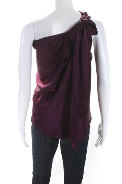 Reiss Womens Cowl Neck Satin Bow Sleeveless Shell Top Blouse Purple Size 4