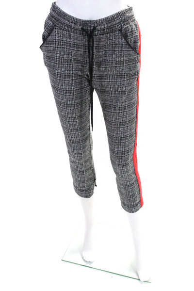 David Lerner Womens Mid Rise Drawstring Cropped Pants Gray Red Size Extra Small