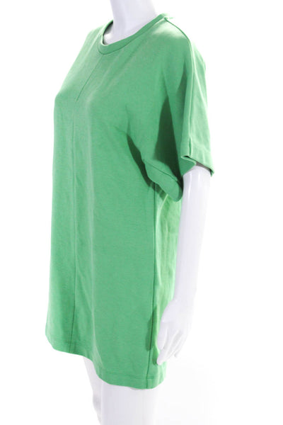 COS Womens Short Sleeve Crew Neck Mini Shirt Dress Green Cotton Size XS