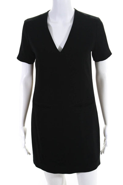 T Alexander Wang Womens Short Sleeve V Neck Mini Shift Dress Black Size 0