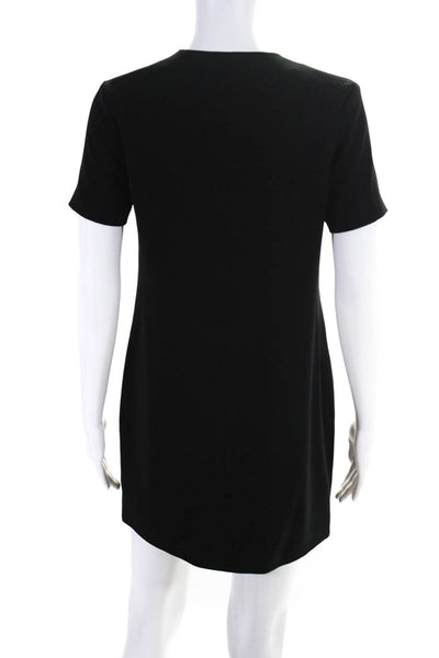 T Alexander Wang Womens Short Sleeve V Neck Mini Shift Dress Black Size 0