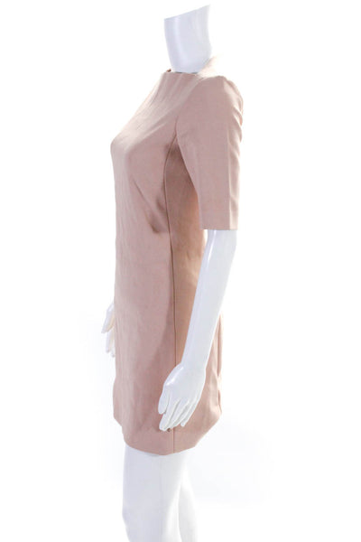Theory Womens Back Zip Short Sleeve Square Neck Sheath Dress Pink Size 0