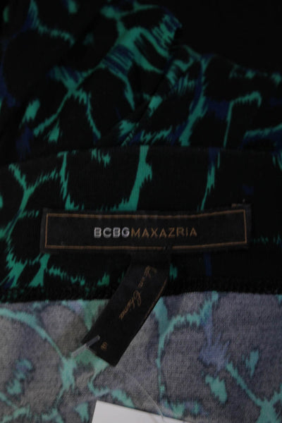 BCBGMAXAZRIA Womens Leopard Print Ruched Unlined Mini Sheath Dress Green Size S