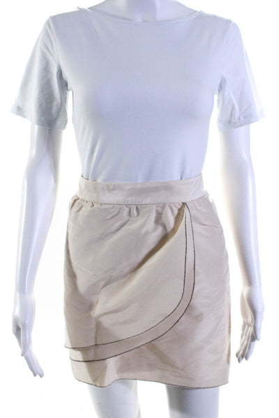 Thakoon Womens Silk Layered Curved Tulip Hem Short Skirt Cream White Size 2
