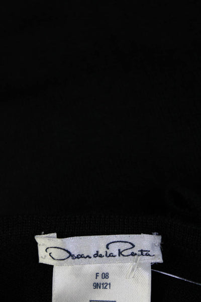 Oscar de la Renta Womens Cashmere Round Neck Sleeveless Knit Top Black Size XL