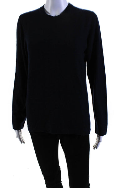 Giorgio Armani Womens Round Neck Long Sleeve Pullover Knit Top Navy Size 48