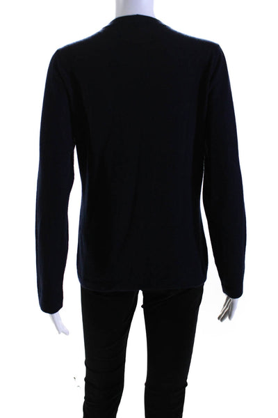 Giorgio Armani Womens Round Neck Long Sleeve Pullover Knit Top Navy Size 48