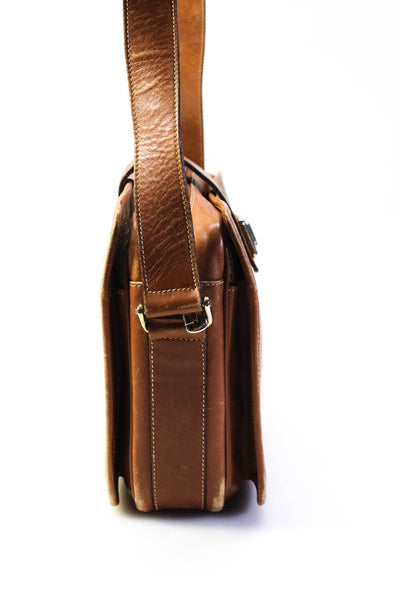 Judith Leiber Womens Single Strap Zip Top Printed Shoulder Handbag Brown Leather