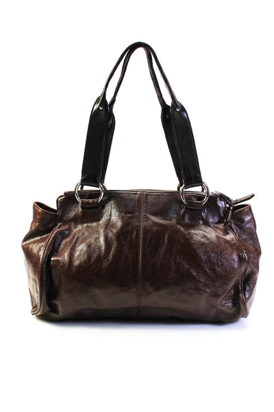 Hobo International Womens Double Handle Pocket Front Shoulder Handbag Brown