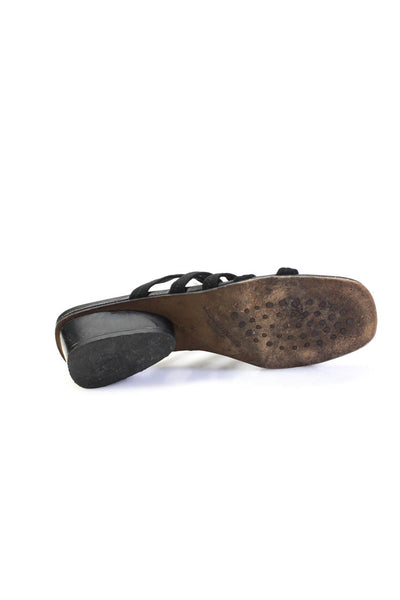 Donald J Pliner Womens Patent Leather Strappy Low Heels Sandals Black Size 8.5M