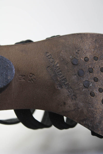 Donald J Pliner Womens Patent Leather Strappy Low Heels Sandals Black Size 8.5M