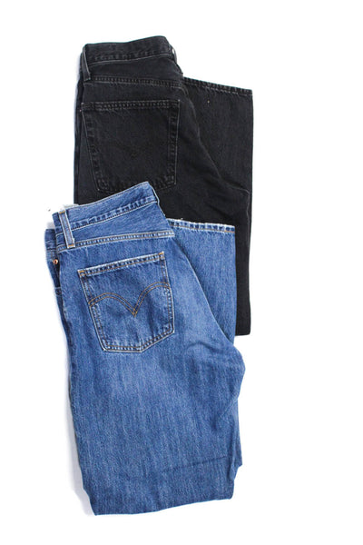 Levis Womens Wide Leg  Five Pocket Jeans Denim Blue Black Size 29 Lot of 2