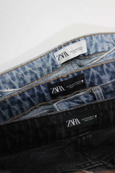 Zara Womens Tapered Leg Light & Dark Wash Jeans Blue Black Size 6 Lot of 3