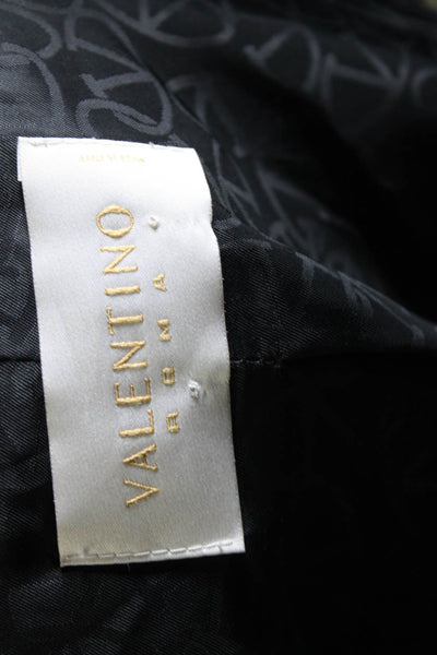 Valentino Roma Womens Single Button V Neck Striped Light Jacket Black Size 4