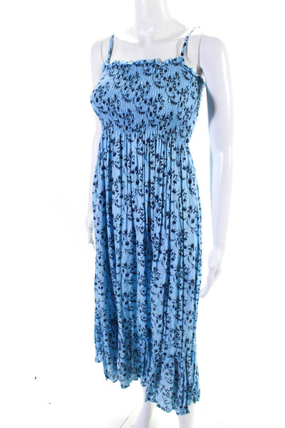 Coolchange Womens Sleeveless Floral Print Long Dress Blue Size Small