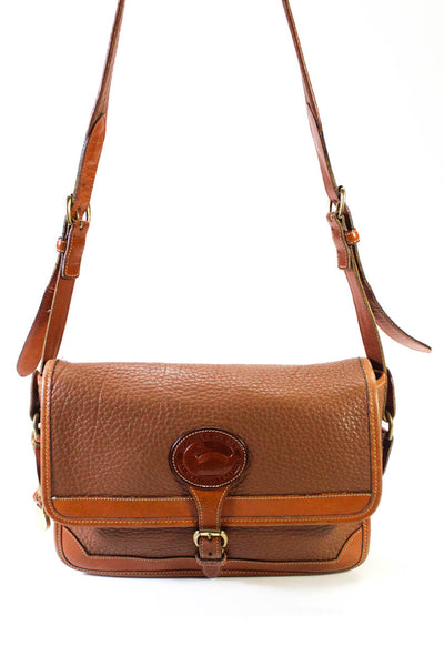 Dooney & Bourke Womens Front Buckle Single Strap Satchel Handbag Brown Medium
