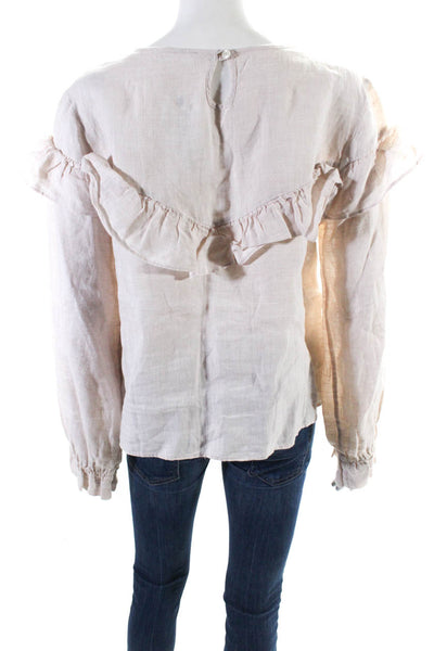 Anine Bing Womens Long Sleeve Back Button Blouse Linen White Size Small