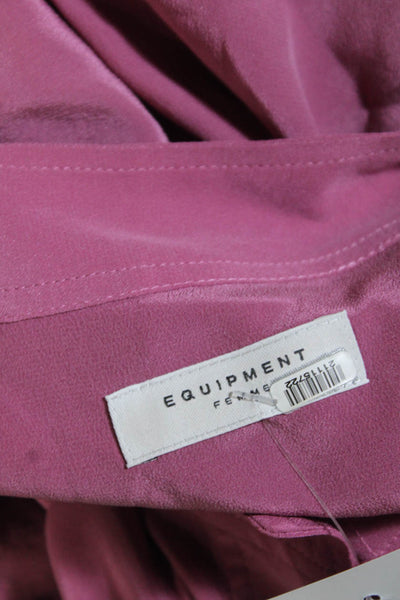 Equipment Femme Womens Long Sleeve Belted Shirt Dress Pink Silk Size 4