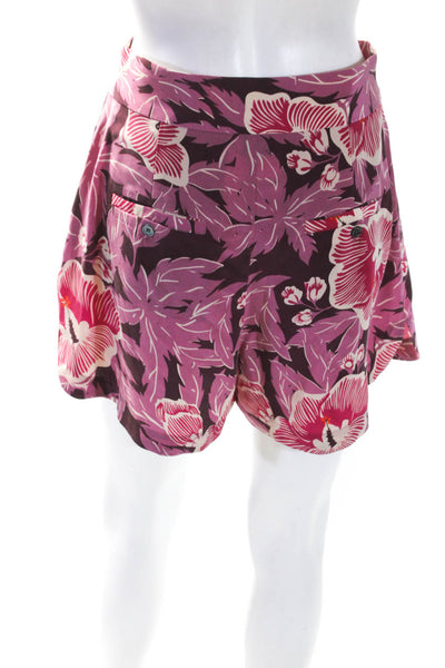 Equipment Limited Edition Hawaiian Shirt Hibiscus Silk Shorts Set Purple 4 Small