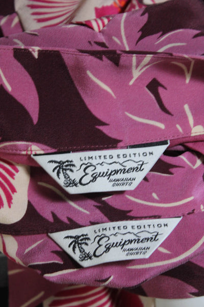 Equipment Limited Edition Hawaiian Shirt Hibiscus Silk Shorts Set Purple 4 Small