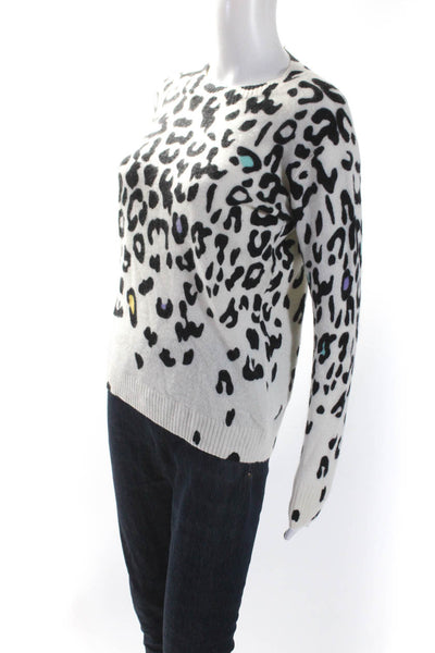 Autumn Cashmere Women's Round Neck Long Sleeves Animal Print Sweater Size XS