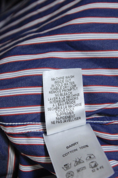 Frank & Eileen Womens Cotton Striped Print Button Down Barry Shirt Blue Size L