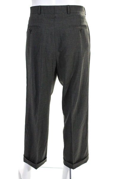 Brooks Brothers Mens Pleated Front Cuffed Dress Pants Gray Wool Size 35