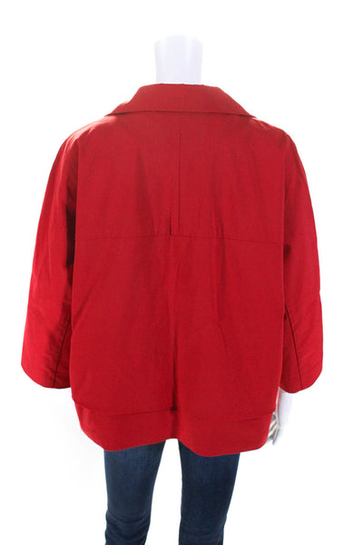 Lafayette 148 New York Womens Hook Front Collared Boxy Jacket Red Size XL