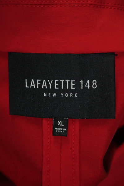 Lafayette 148 New York Womens Hook Front Collared Boxy Jacket Red Size XL