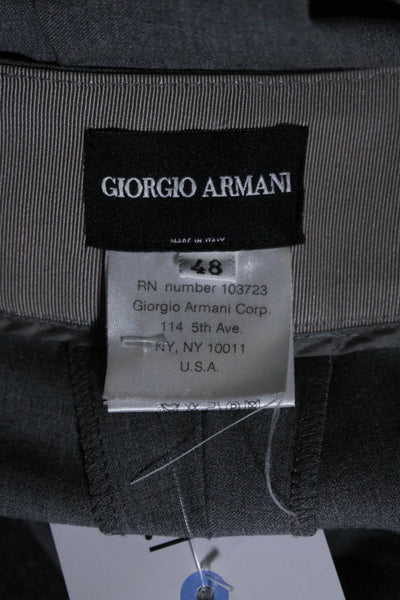 Giorgio Armani Womens Zipper Fly Pleated Straight Leg Dress Pants Gray IT 48