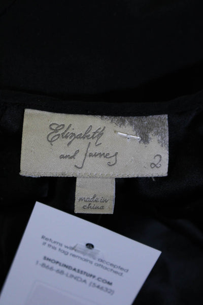 Elizabeth and James Womens Sleeveless Crew Neck Romper Black Silk Size 2