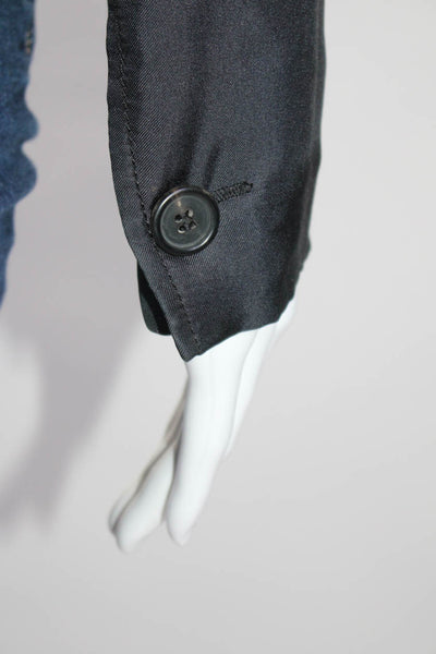 Prada Womens Satin Twill Button Up Blazer Jacket Black Silk Size IT 38
