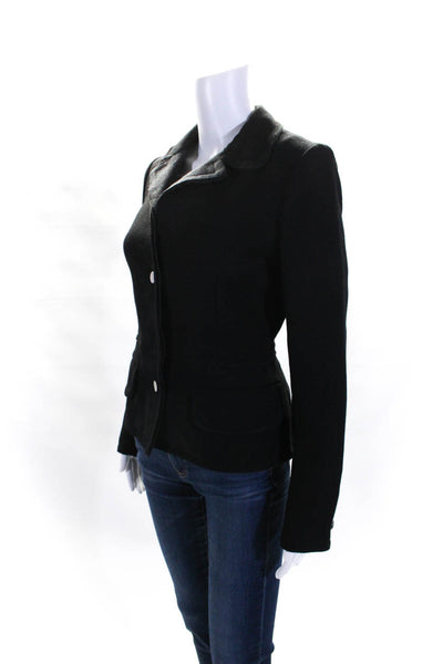 Prada Womens Unlined Twill Button Up Blazer Jacket Black Wool Size IT 40