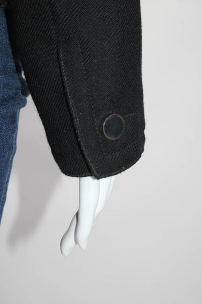 Prada Womens Unlined Twill Button Up Blazer Jacket Black Wool Size IT 40