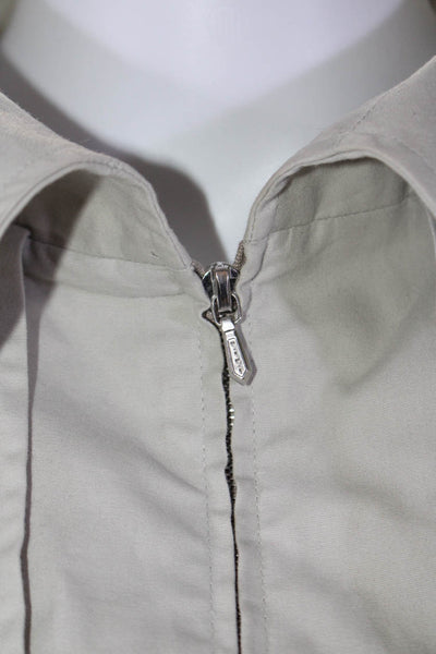 Agnes B Womens Beige Cotton Collar Full Zip Pockets Long Sleeve Jacket Size 36