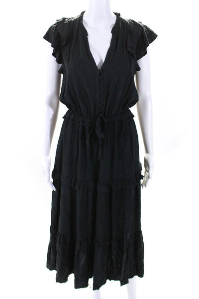 Paige Womens Button Down Short Sleeve Long Dress Black Size Small