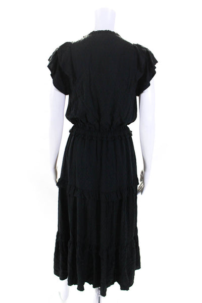 Paige Womens Button Down Short Sleeve Long Dress Black Size Small
